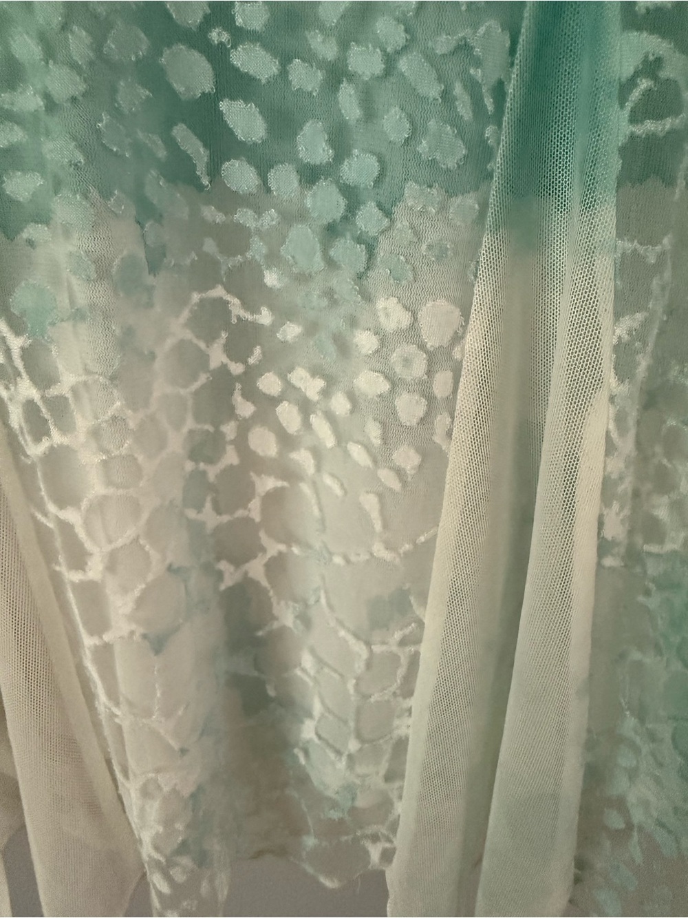 REVES COLLECTION Mint Green/Blue Ombre Lace Mesh Layered Tunic Blouse - Picture 3 of 4